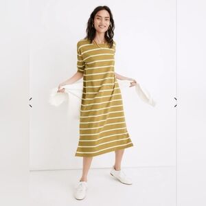 Madewell Green Tea Dress in Colorblock Stripe Size Small